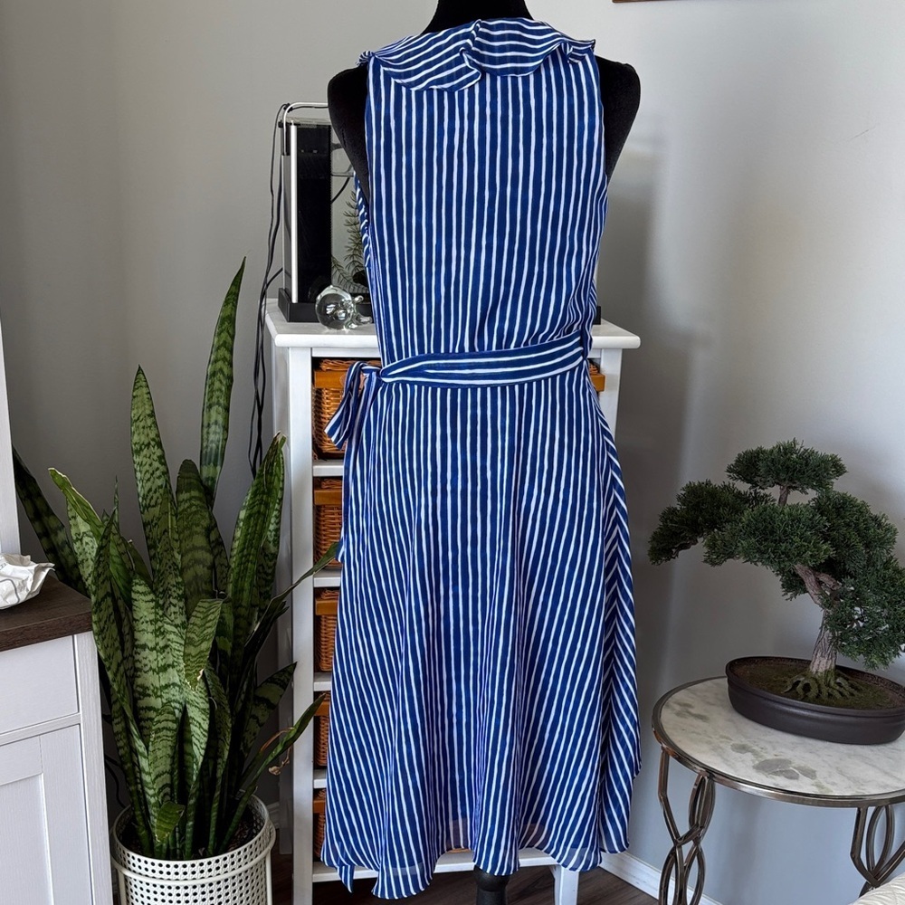 Lauren Ralph Lauren Striped Asymmetrical Dress in Blue and White - Picture 4 of 9